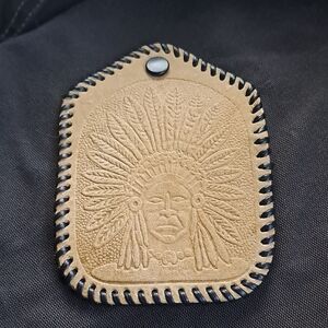 NEW Handcrafted Tan Leather Coin Wallet with Native Design